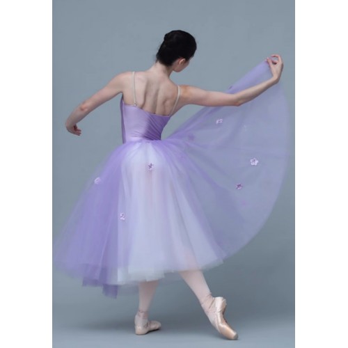 Light purple lavender long tutu ballerina ballet dance dresses for women girls modern ballet dance competition costumes